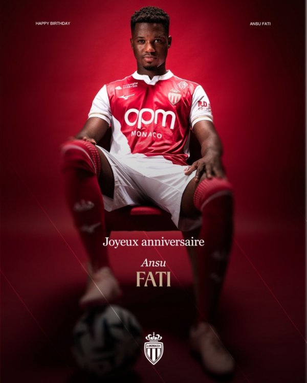 Ghi 6 bàn sau 9 trận sau khi gia nhập! Monaco đăng poster chúc mừng sinh nhật Fati lần thứ 23